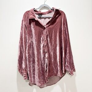 Torrid Lizzie Velvet Button-Down Tunic Shirt in Mauve Wild Ginger Size 2X